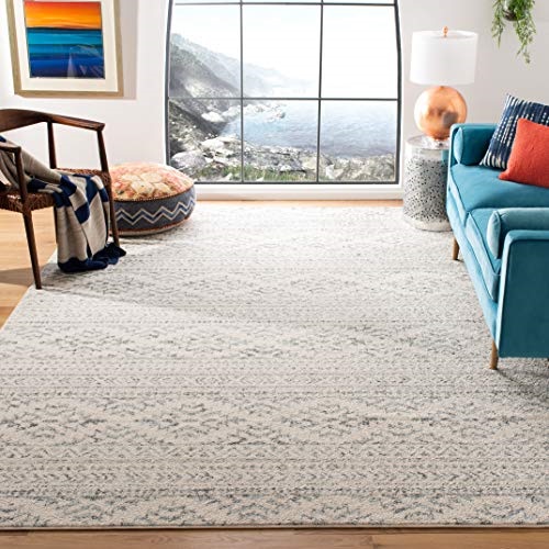 Safavieh Tulum Collection TUL272A Boho Moroccan Distressed Area Rug, 9' x 12', Ivory/Grey, Only $148.39