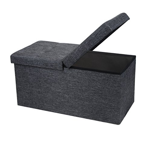 Otto & Ben Folding Toy Box Chest with Smart Lift Top Linen Fabric Ottomans Bench Foot Rest for Bedroom and Living Room, 30x15x15, Dark Grey, Only $34.12, You Save $15.87 (32%)