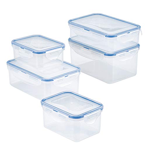 LOCK & LOCK Easy Essentials Food Storage lids/Airtight containers, BPA Free, 10 Piece, Clear, Only $11.99