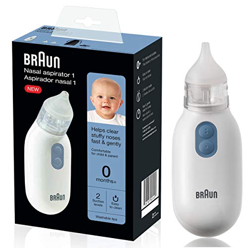 Braun Nasal Aspirator – Quickly and Gently Clear Stuffed Infant Noses, Toddler and Baby Nasal Aspirator with Two Adjustable Nasal Tips and Two Suction Levels, Only $26.19