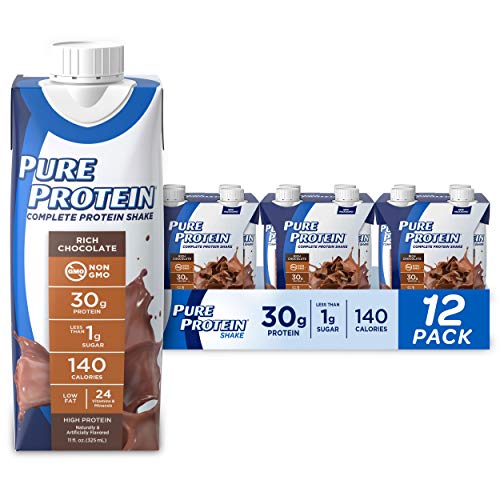 Pure Protein Complete Ready to Drink Protein Shake, Keto Diet Friendly, Snack, 30g Whey Protein, With Vitamin A, Vitamin D, and Zinc to Support Immune Health, Chocolate, 11oz, Pack of 12, Only $10.76