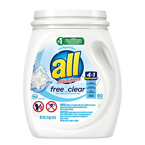 All Mighty Pacs Laundry Detergent Free Clear for Sensitive Skin, Tub, 60 Count, Only $9.97 ($0.17 / load), You Save $5.02 (33%)