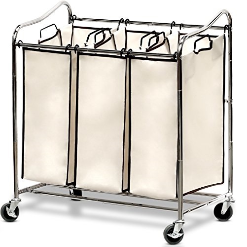 Simple Houseware Heavy-Duty 3-Bag Laundry Sorter Cart, Chrome, Only $29.29