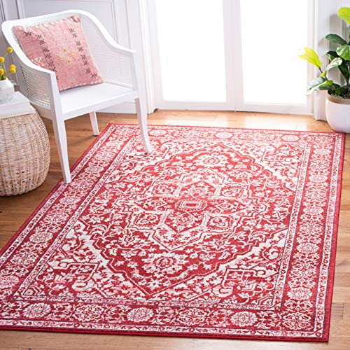 Safavieh Brentwood Collection BNT832Q Medallion Distressed Area Rug, 8' x 10', Red/Ivory, Only $123.05