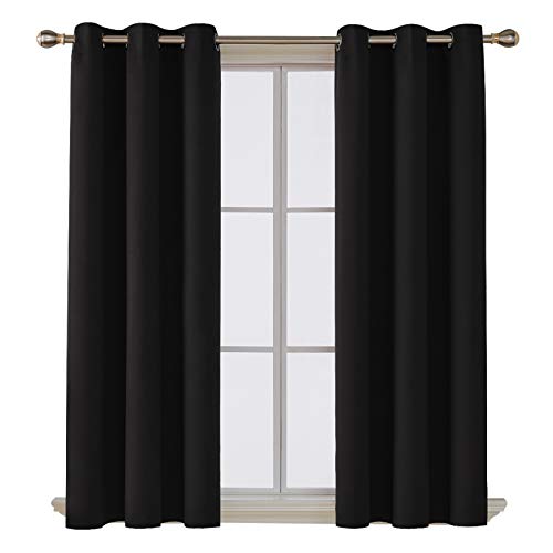 Deconovo Room Darkening Thermal Insulated Blackout Grommet Window Curtain for Living Room, Black,42x63-inch,1 Panel, Only $9.34
