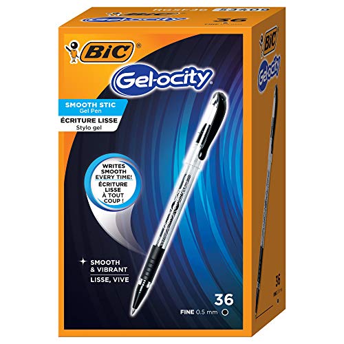 BIC Gel-ocity Smooth Stic Gel Pen, Fine Point (0.5mm) - Box of 36 Black Gel Stick Pens, RGSF36-BLK, Only $7.15 after using coupon code