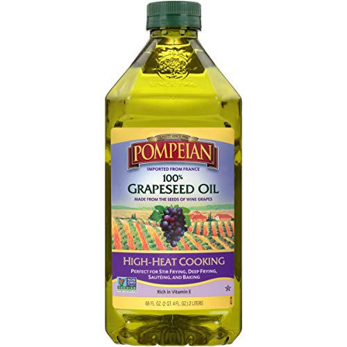 Pompeian 100% Grapeseed Oil, Light, Subtle Flavor, Perfect for High-Heat Cooking, Deep Frying and Baking, Rich in Vitamin E, Naturally Gluten Free, Non-GMO, 68 FL. OZ., Single Bottle, Only $13.95