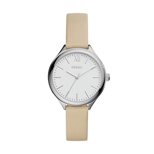 Fossil Women's Suitor Quartz Leather Three-Hand Watch, Color: Silver, Beige (Model: BQ8003), Only $29.70