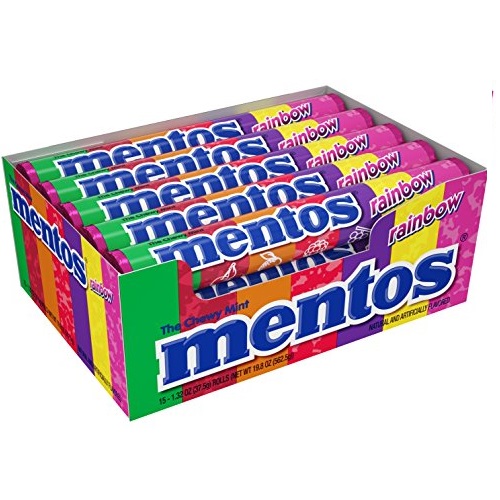 Mentos Chewy Mint Candy Roll, Rainbow, Non Melting, Party, 14 Pieces (Bulk Pack of 15), Only $12.34