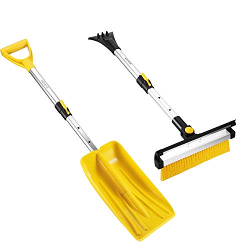 ISILER Extendable 3 in 1 Snow Removal Kit with Snow Shovel, Ice Scraper, Snow Brush and Squeegee for Cars Trucks, Only $11.95