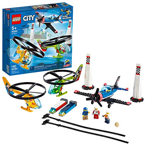 LEGO City Air Race 60260 Flying Helicopter & Airplane Toy, Features 2 Ripcord Helicopters, Stunt Plane Aircraft Toy, 2 Pylons, Plus Rivera, Xtreme and Vitarush Pilot Minifigures, Only $31.99