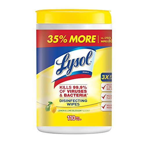 Lysol Disinfecting Wipes, Lemon & Lime Blossom, 110ct,Packaging May Vary, Only $7.69 ($0.07 / Count), You Save $6.25 (45%)