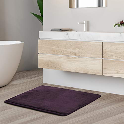 Clara Clark Memory Foam Bath Mat Set - Non Slip, Absorbent, Soft Bath Rug Set - Fast Drying Washable Bath Mat - Purple - Small Size 17” x 24”, Only $9.99, You Save $5.00 (33%)