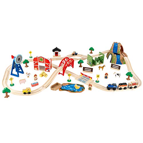 KidKraft Wooden Rural Farm Train Set with 75 Pieces, Children's Toy Vehicle Playset, Only $41.02, You Save $92.55 (69%)