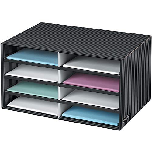 Bankers Box Decorative Eight Compartment Literature Sorter, Letter, Black/Gray Pinstripe (6170301), Only $12.57, You Save $25.81 (67%)