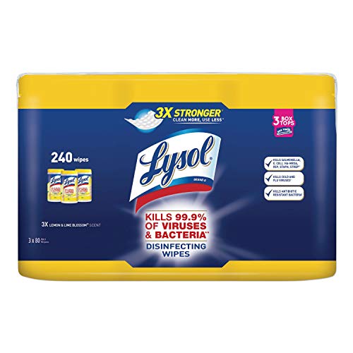 Lysol Disinfectant Wipes, Multi-Surface Antibacterial Cleaning Wipes, For Disinfecting and Cleaning, Lemon and Lime Blossom, 240 Count (Pack of 3)​, Only $5.94