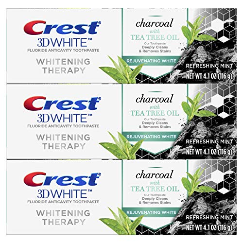 Crest Charcoal 3D White Toothpaste, Whitening Therapy, with Tea Tree Oil, Refreshing Mint flavor, 4.1 oz, Pack of 3, Only $8.99