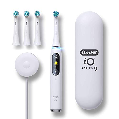 Oral-B iO Series 9 Electric Toothbrush with 4 Replacement Brush Heads, White Alabaster, Only $229.94