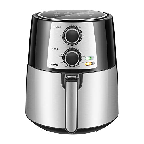 COMFEE' 3.7QT Electric Air Fryer & Oilless Cooker with 8 Menus and Timer & Temperature Control, Nonstick Fry Basket with Stainless Steel Finish, Auto Shut-off, 1400W, BPA & PFOA Free, Only $36.50