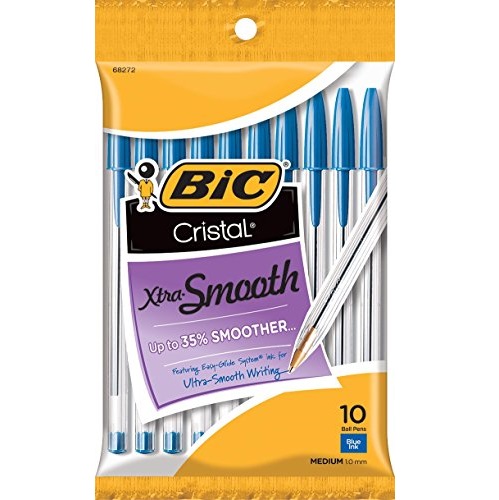 BIC Cristal Xtra Smooth Ballpoint Pen, Medium Point (1.0mm), Blue, 10-Count, Only $0.97, You Save $3.90 (80%)
