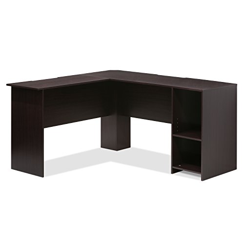 FURINNO Indo L-Shaped Desk with Bookshelves, Espresso, Only $108.75