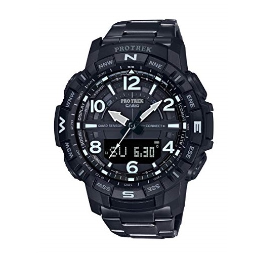 Casio Men's Pro Trek Bluetooth Connected Quartz Fitness Watch with Titanium Strap, Black, 23 (Model: PRT-B50YT-1CR), Only $190.00