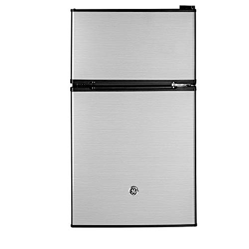 GE Appliances 3.1 Cubic Foot Freestanding Double Door Compact Refrigerator, Clean Steel, Only $150.70
