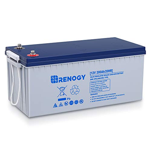 Renogy 12V 200AH Rechargeable Deep Cycle Hybrid Gel Battery for Solar Wind RV Marine Camping UPS Wheelchair Trolling Motor, Maintenance Free, Non Spillable, Only$360.50