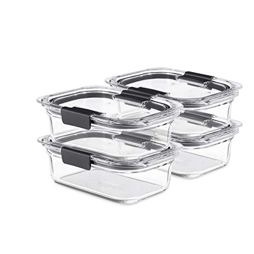 Rubbermaid Brilliance Glass Storage 3.2-Cup Food Containers with Lids, 4-Pack (8 Pieces Total), BPA Free and Leak Proof, Medium, Clear, Only $24.99, You Save $10.00 (29%)