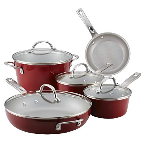 Ayesha Curry Home Collection Nonstick Cookware Pots and Pans Set, 9 Piece, Sienna Red, Only $74.99, You Save $25.00 (25%)