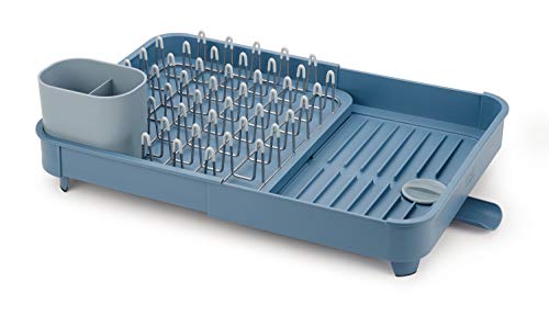 Joseph Joseph Extendable Dual Part Dish Rack Non-Scratch and Movable Cutlery Drainer and Drainage Spout, Sky, Only $45.60