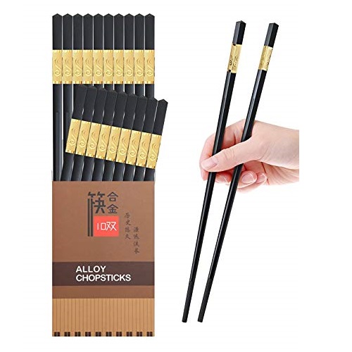 10 Pairs Reusable Chopsticks Dishwasher Safe,9.5 Inch Fiberglass Chop Sticks Multipack Metal Japanese Korean Chopsticks for food…, Only $3.99