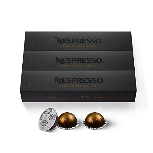 Nespresso Capsules VertuoLine, Double Espresso Chiaro, Medium Roast Espresso Coffee, 30 Count Coffee Pods, Brews 2.7oz, Only $33.00