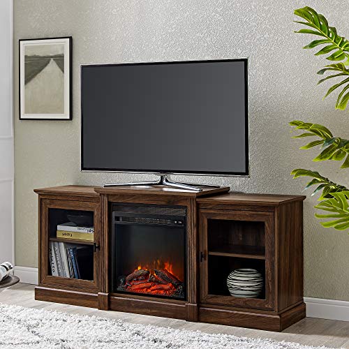 Walker Edison Penn Penn Classic Two Tier Fireplace TV Stand for TVs up to 65 Inches, 60 inch, Dark Walnut, Only $263.70
