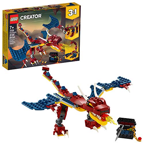 LEGO Creator 3in1 Fire Dragon 31102 Building Kit, Cool Buildable Toy for Kids, New 2020 (234 Pieces), Only $15.99, You Save $4.00 (20%)