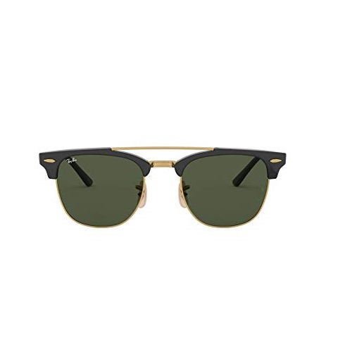 Ray-Ban RB3816 Clubmaster Double Bridge Polarized Square Sunglasses, Black/Green, 51 mm, Only $83.36