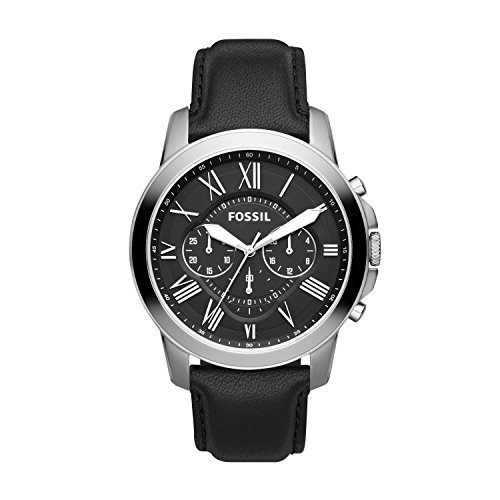 Fossil Men's Grant Quartz Leather Chronograph Watch, Color: Black/Silver (Model: FS4812IE), Only $53.40, You Save $75.60 (59%)