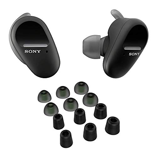 Sony WF-SP800N Truly Wireless Sports In-Ear Noise Canceling Headphones (Black) with Knox Gear Noise Isolating Memory Foam and Silicone Ear Tips (3 Pairs Each) Bundle (2 Items), Only $148.00