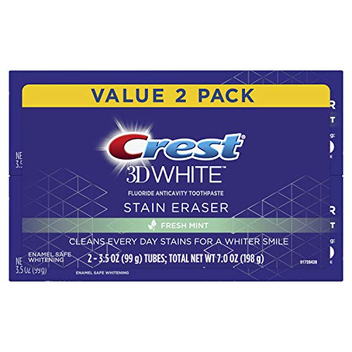 Crest 3D White Stain Eraser Whitening Toothpaste, Fresh Mint, 2 Count, Only $3.49