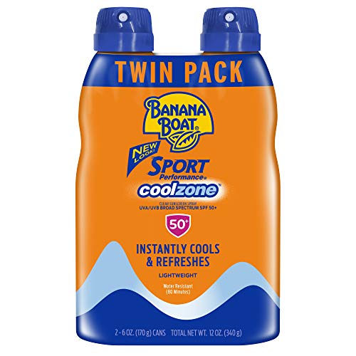 Banana Boat Sport Performance -Cool Zone Sunscreen Spray With SPF 50, 2 Count, 12 Oz, Only $9.76
