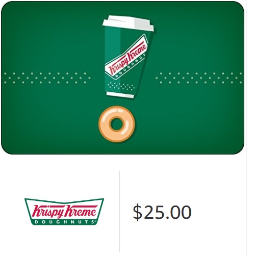 $25 Krispy Kreme 电子购物卡，现使用折扣码后仅需$20，电邮送达