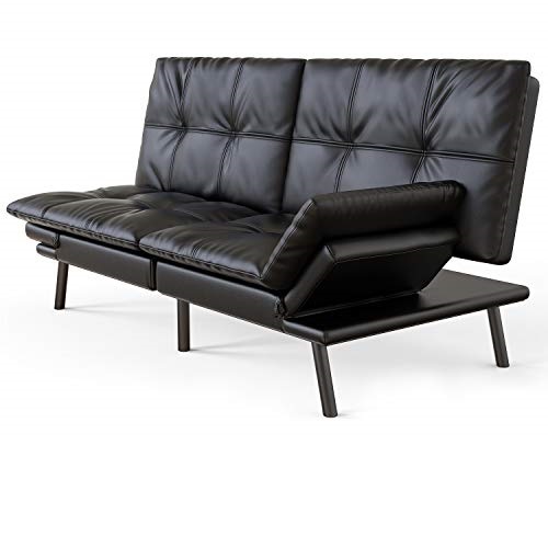 Milemont Futon Sofa Bed Memory Foam Couch Sleeper Daybed Foldable Convertible Loveseat, Single, Black, Only $271.13