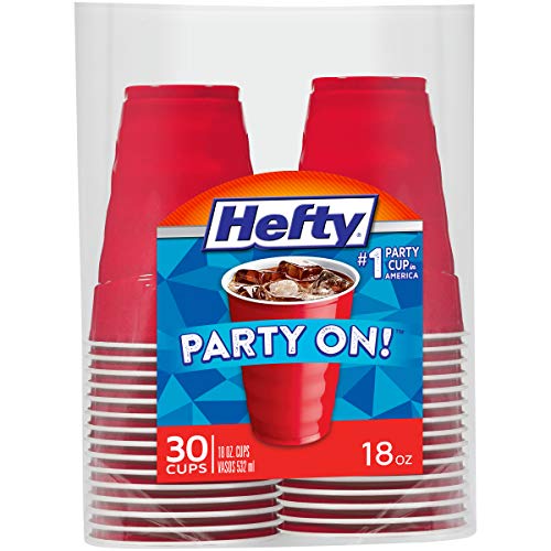 Hefty Party On Disposable Plastic Cups, Red, 18 Ounce, 30 Count, Only $2.69