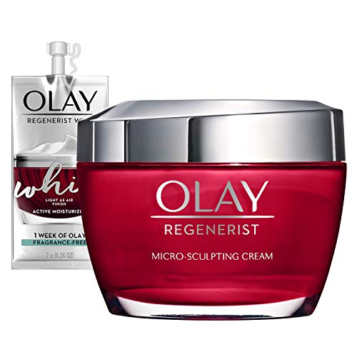Olay Regenerist MicroSculpting Cream Face Moisturizer with Hyaluronic Acid, Niacinamide, Vitamin B3+, 1.7 Oz + Whip Face Moisturizer Travel/Trial Size Gift Set, Only $17.50