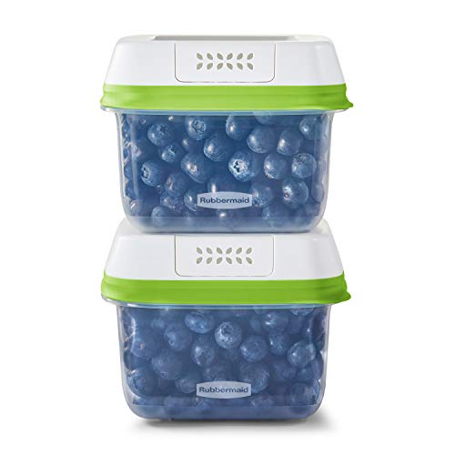 Rubbermaid 2114738 FreshWorks Saver, Medium Short Produce Storage Containers, 2-Pack, 4.6 Cup, Clear, Only $9.89