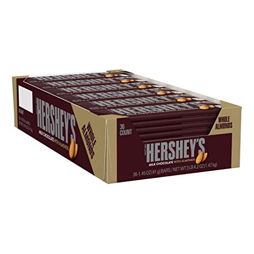 HERSHEY'S Milk Chocolate with Whole Almonds Candy, Bulk Individually Wrapped, 1.45 oz Bars (36 Count), Only $17.67