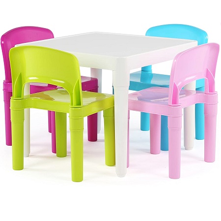 Humble Crew White Table/Pastel Chairs Kids Plastic 4 Set, only $51.00