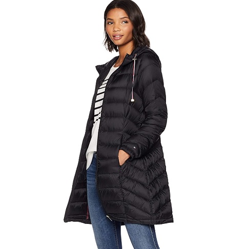 Tommy Hilfiger Women's Mid Length Chevron Quilted Packable Down Jacket, only $66.36