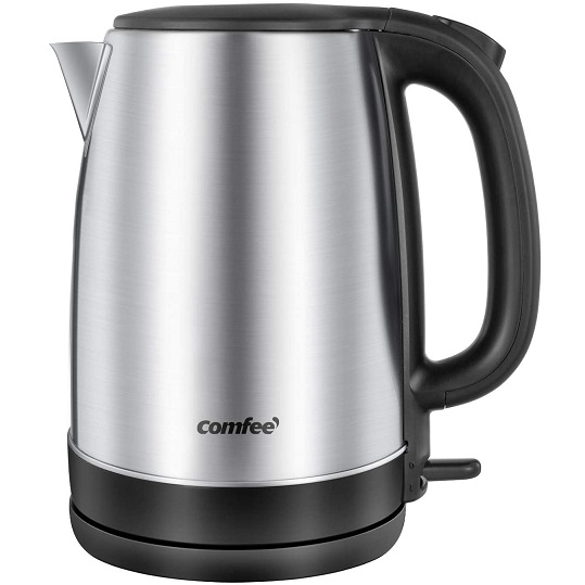 Comfee 1.7L Stainless Steel Electric Tea Kettle, BPA-Free Hot Water Boiler, Cordless with LED Light, Auto Shut-Off and Boil-Dry Protection, 1500W , only $18.99