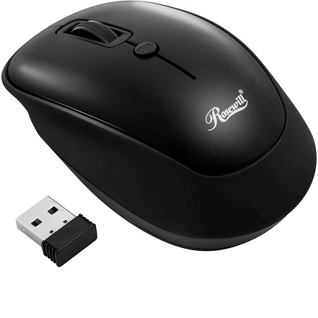 Rosewill RWM-001 Portable Cordless Compact Travel Mouse, Optical Sensor, USB Wireless Receiver, Adjustable DPI, 4 Buttons, Office Style for Laptop, Notebook, PC, Computer, MacBook, , only $5.60